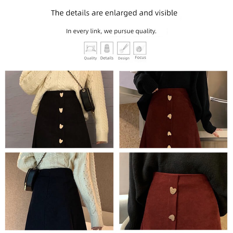 Wool Autumn clothes Medium and long term High waist skirt