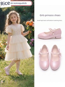 Princess Shoes for Girls with Small High Heels to Match Dresses 2026 New Soft-Soled Summer Pink Soft Shoes for Little Gi