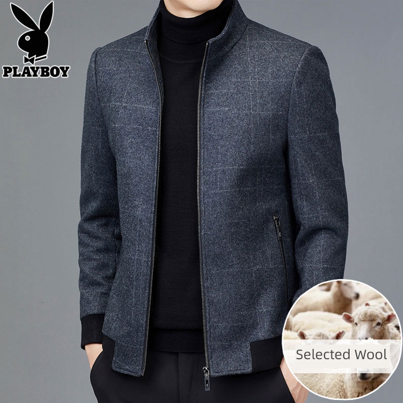 dandy Spring and Autumn stand collar Containing wool Jacket