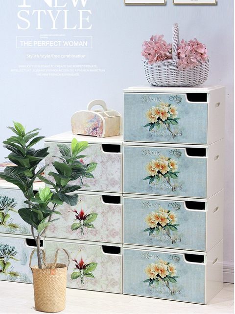 Nordic solid wood drawer cabinet stacked with European style cabinet storage cabinet multi-function combination storage cabinet simple modern