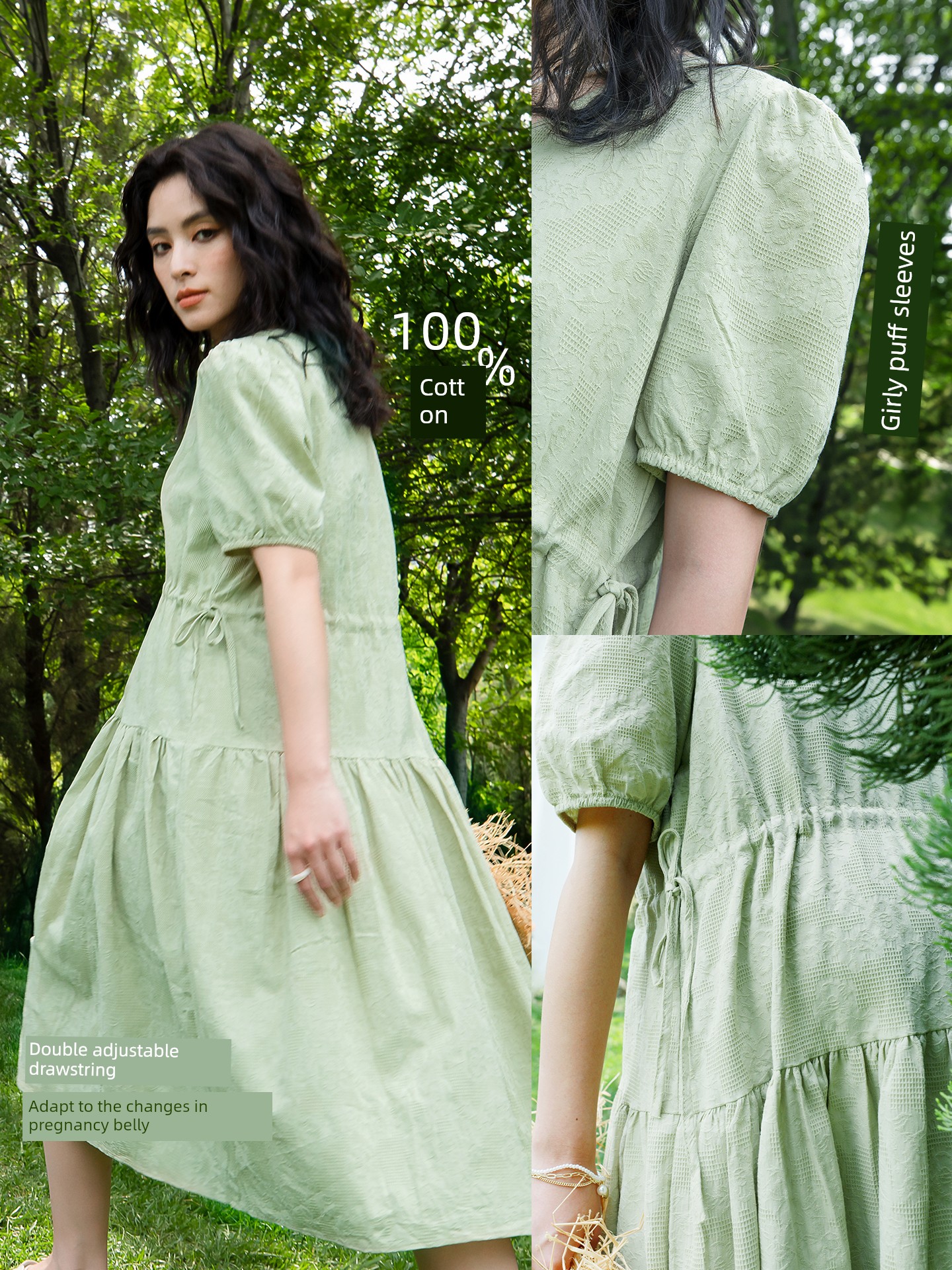 Plus Size Maternity Skirt Summer 2024 New Arrival Summer Dress 100.00Kg Pure Cotton Loose Dress Cool Little Man — 2