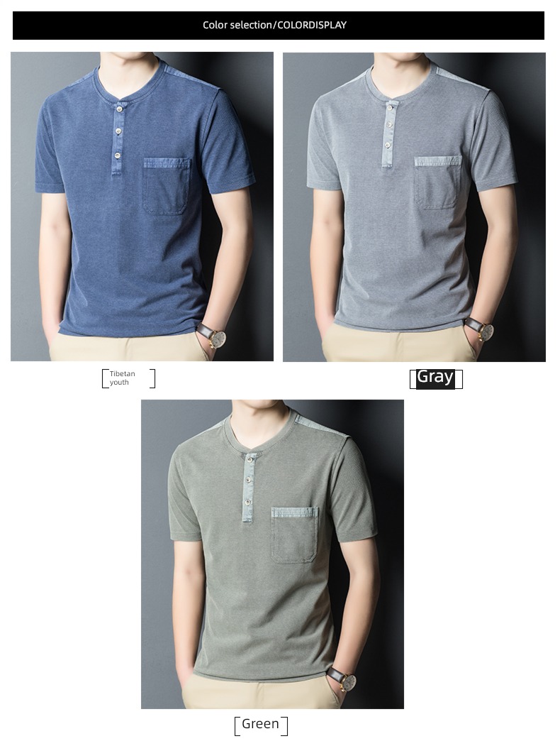hyz  Middle aged man Real pocket Short sleeve T-shirt