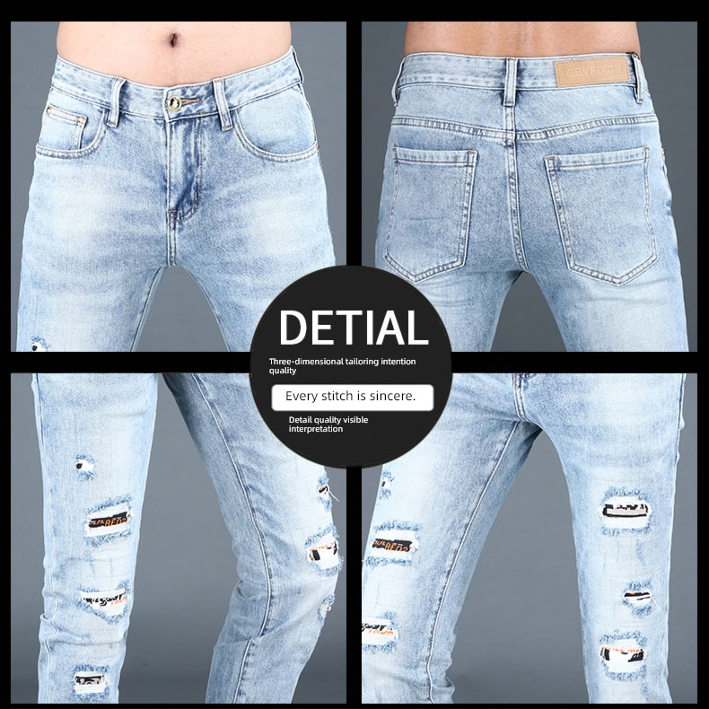 Chaopai high-end spring hole Little feet light colour Jeans