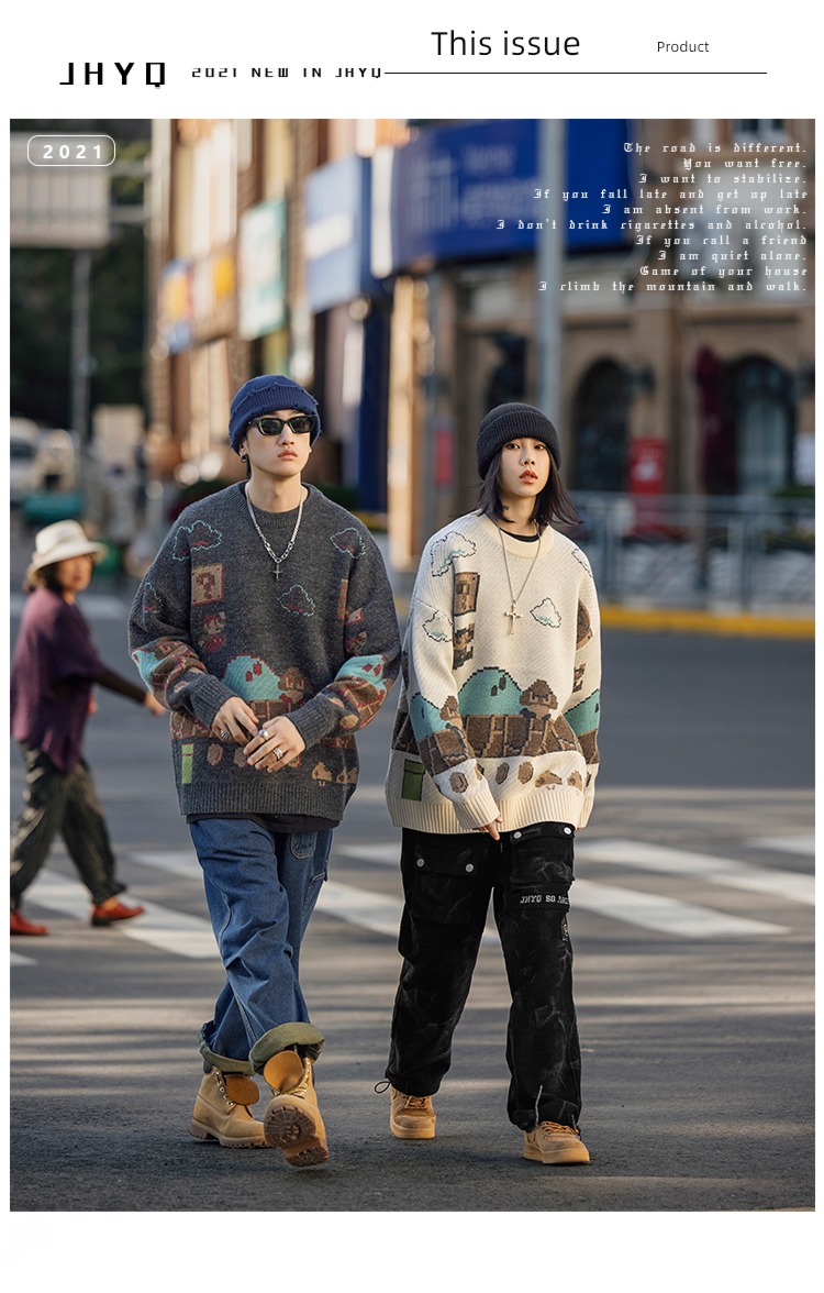 Purify eyeball Round neck easy Super Marie sweater