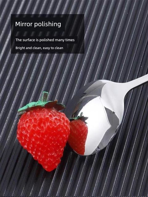 Extra thick stainless steel spoon for household long handle eating adult soup stirring main meal spoon children's soup spoon thick and smooth