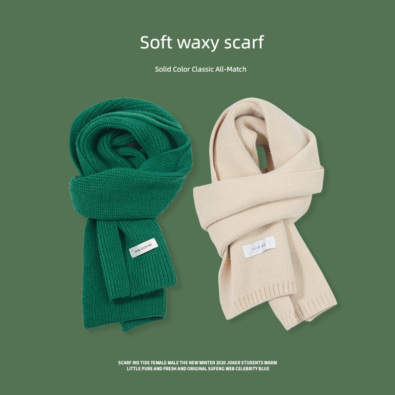 female winter Whitening ins lovers green Wool scarf