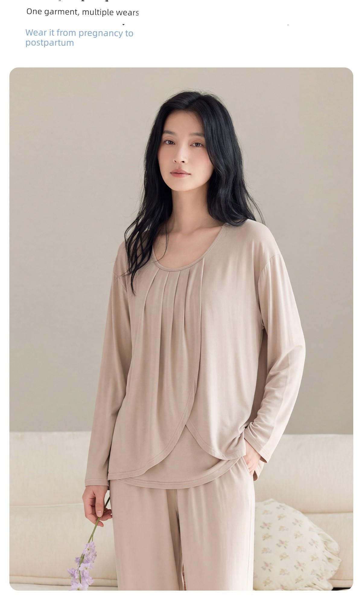 Jq Jingqi Postpartum Clothing Pure Cotton Sweat-Absorbent Postpartum Nursing Pajamas for Pregnant Women Breastfeeding and Maternity Home Wear Autumn Season — 15