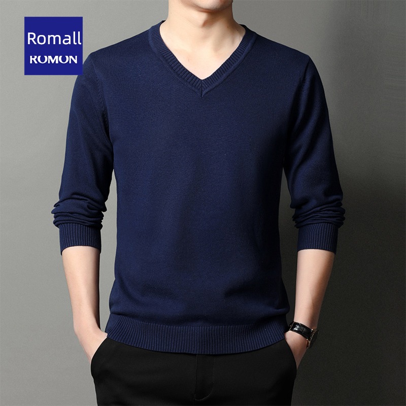 Romon business affairs leisure time pure cotton V-neck Condom sweater