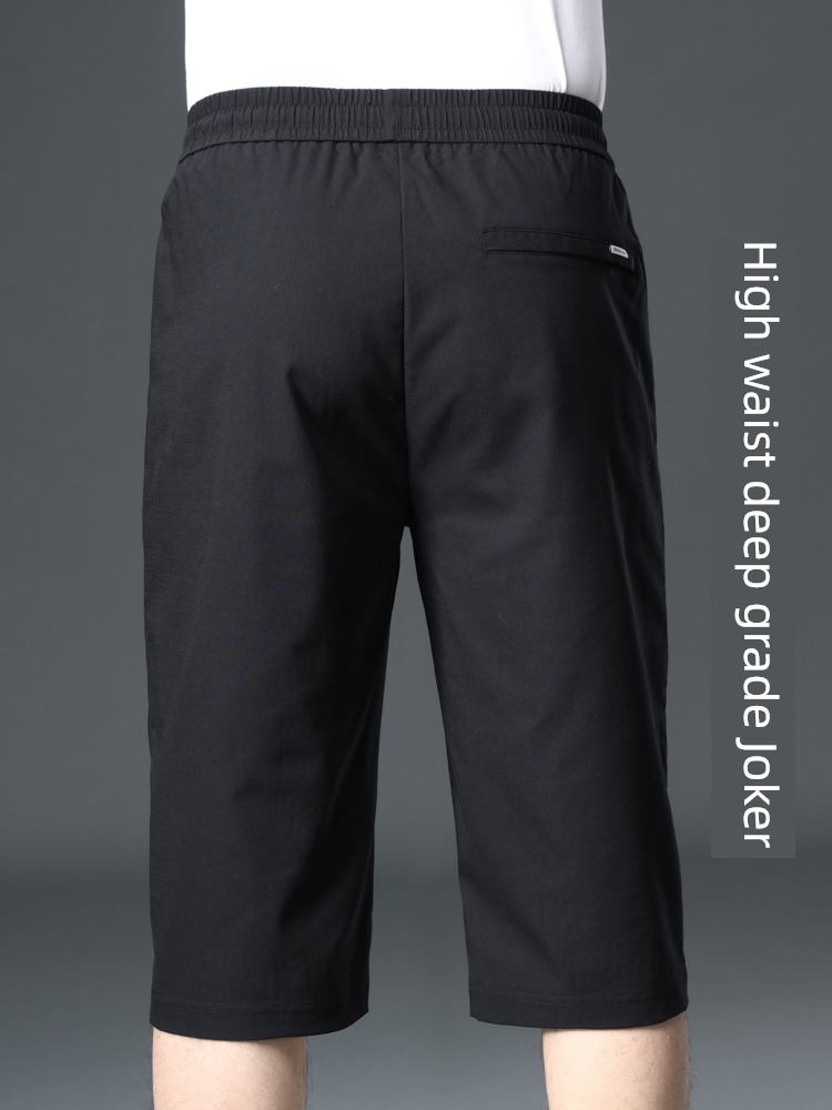 dad Cropped Trousers Straight cylinder easy High waist leisure time flax