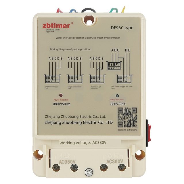 Zhuobon three-phase 380v water level water tower automatic control water pump level relay float switch on water tank