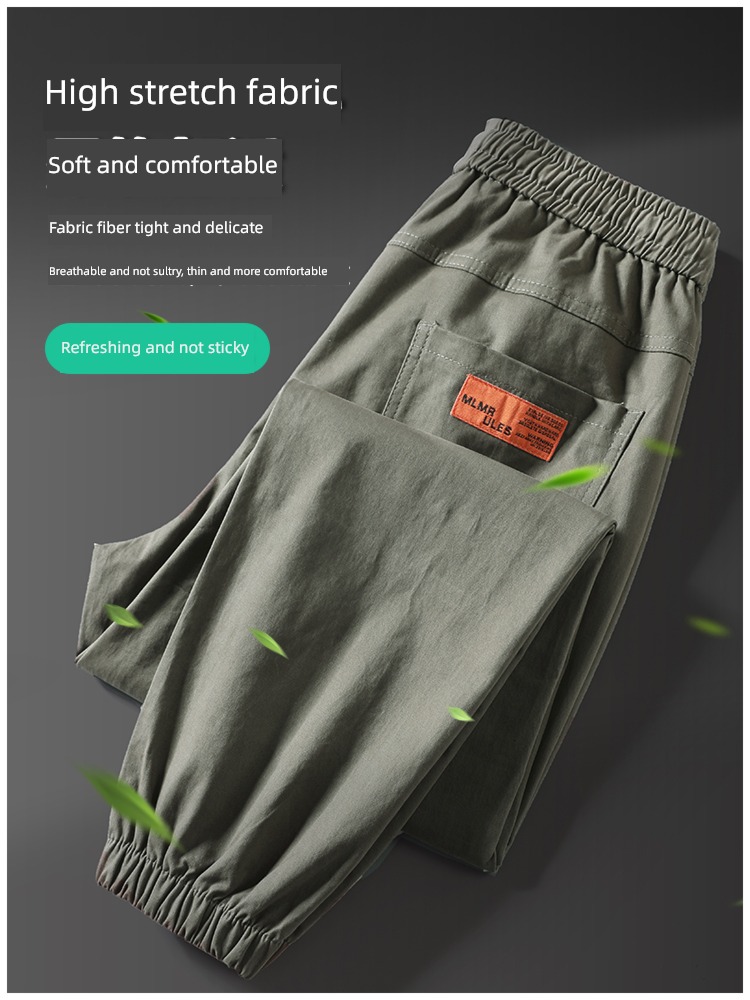 summer pure cotton Chaopai Tie one's feet man Spring and Autumn trousers