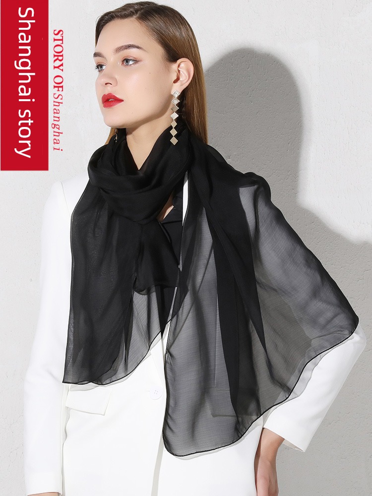 Shanghai Story high-end female spring and autumn temperament Sliver real silk