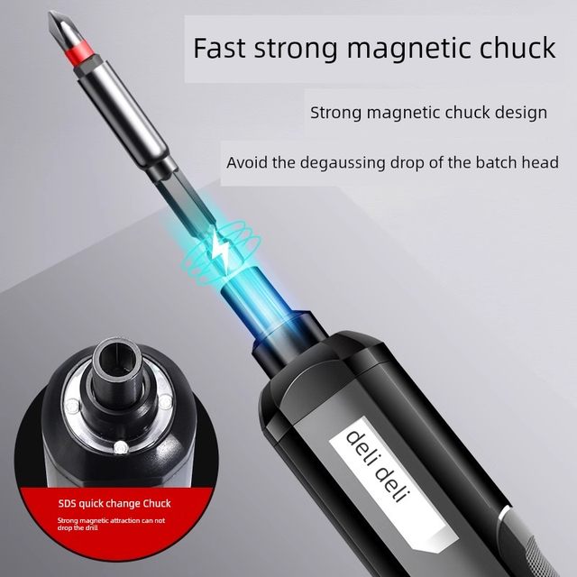Deli electric screwdriver lithium-charged household driver small mini automatic drilling electric batch tool set