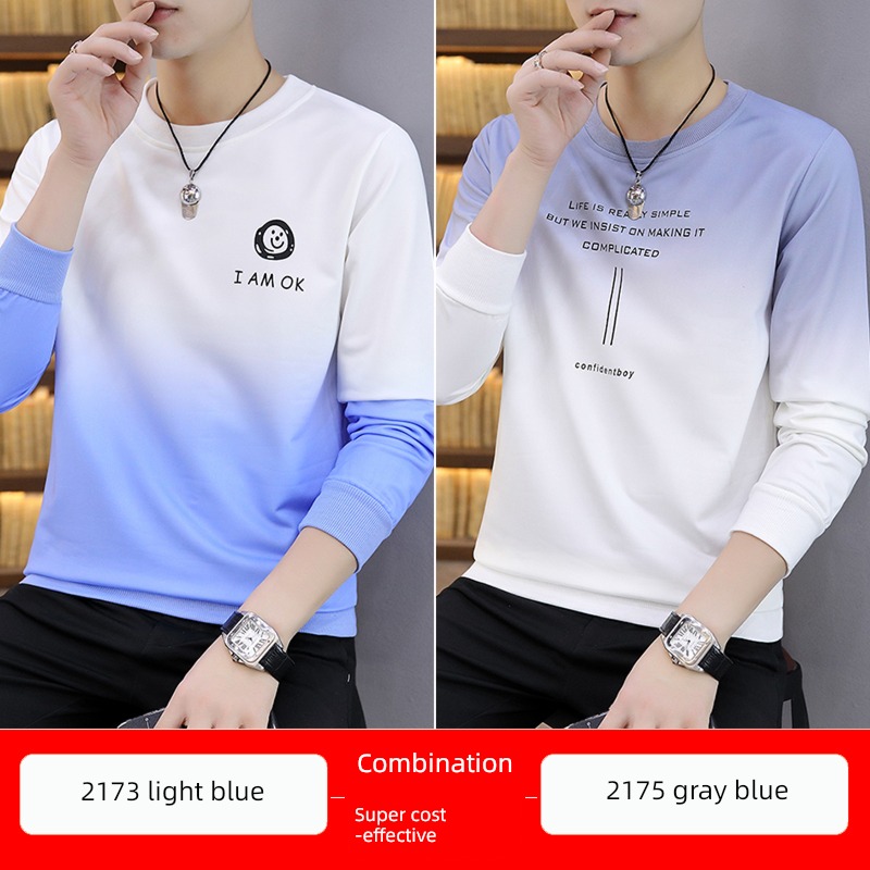 Gradients man trend Fashion and leisure Long sleeve T-shirt