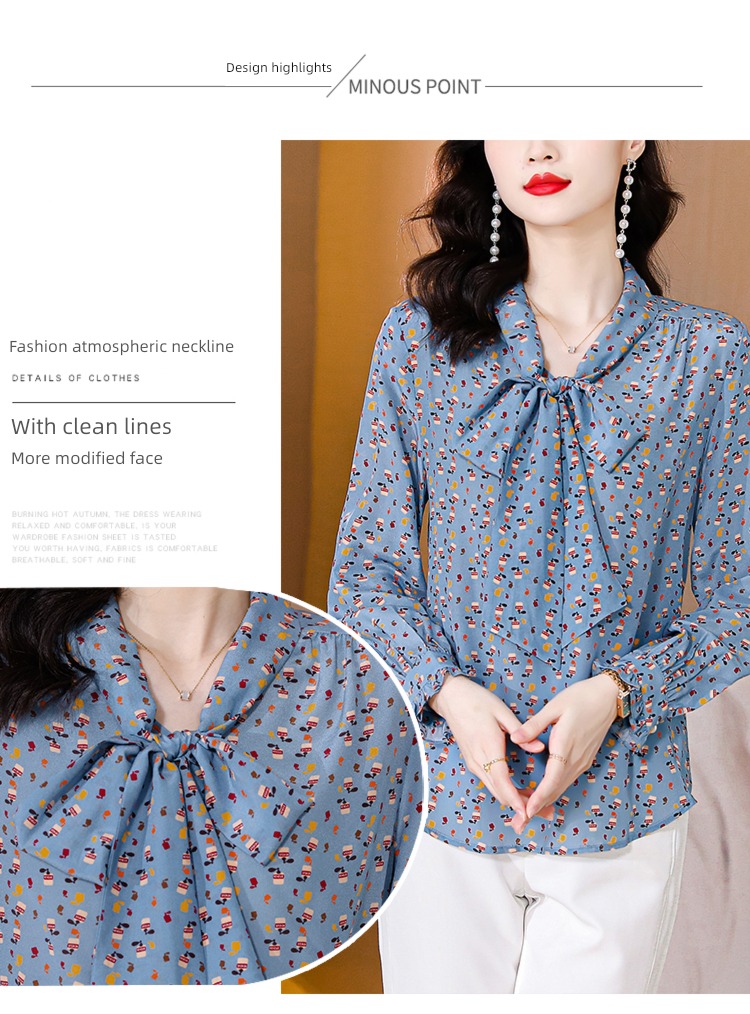 printing Long sleeve Autumn  French Your wife Chiffon shirt