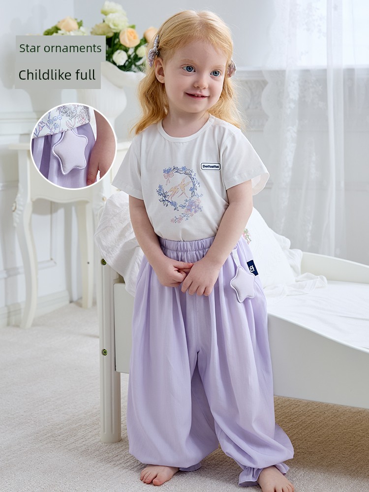 Domiamia Children's Home Pants for Boys and Girls, Breathable Anti-Mosquito Pants, Sleep Pants, Summer Thin Casual Pants — 3