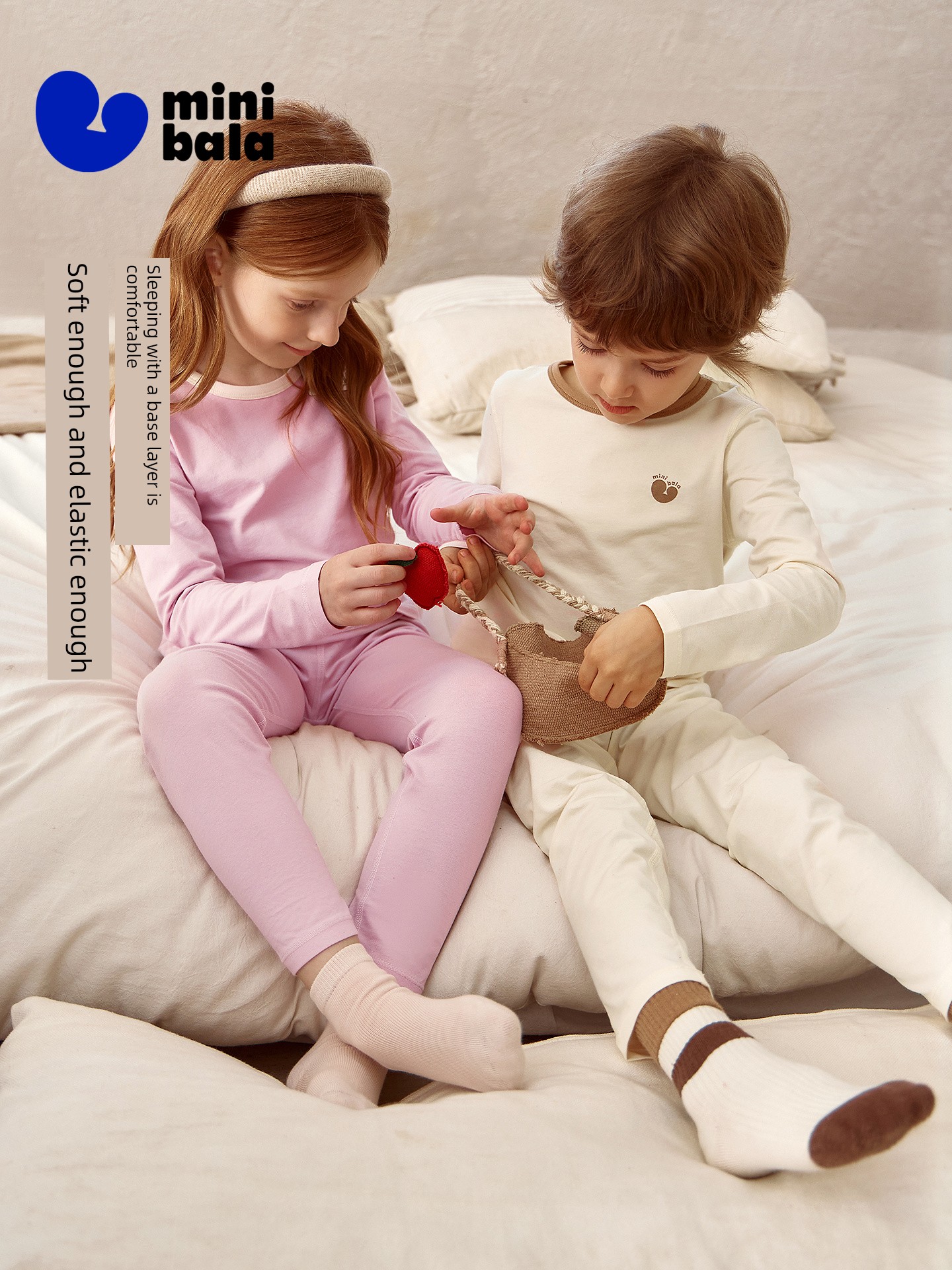 Mini Balabala Boys and Girls Autumn Clothing Set, Soft and Elastic Cotton Thermal Home Wear Underwear Set 2026 Autumn and Winter — 2