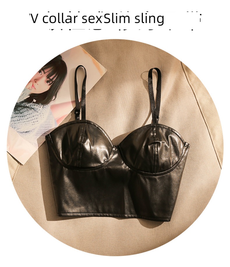PU skin suit Self-cultivation Show thin Sleeveless jacket camisole