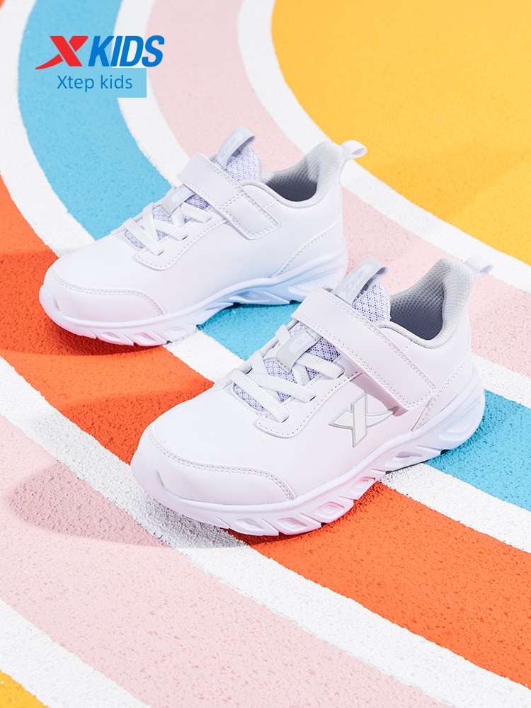 Cloud Running | Xtep Kids 2026 Autumn New Girls' Mesh Running Shoes Children's Boys' White Sneakers Sports Shoes.
