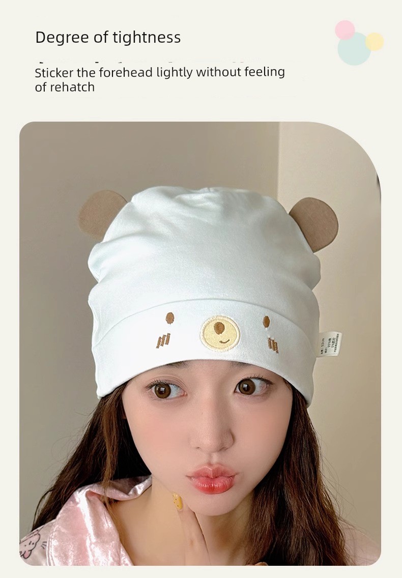 Postpartum Hat for All Seasons, Pure Cotton, Class A, Large Head Circumference, Cute, Thin Style for Spring and Summer, Windproof for Postpartum Women, — 7