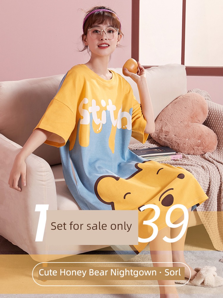 lovely Big size summer Short sleeve pure cotton pregnant woman Nightdress