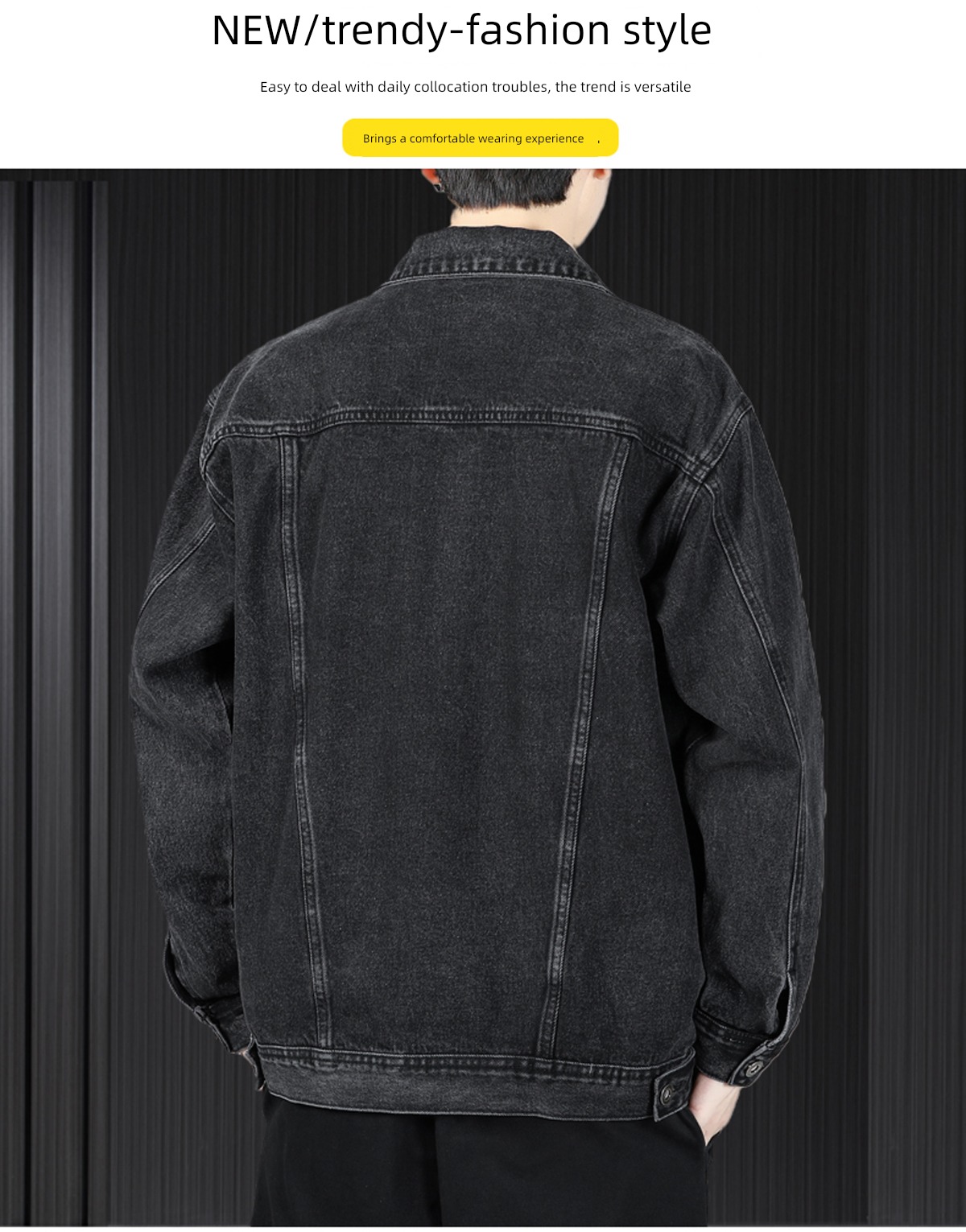 Chaopai black autumn easy Plush cowboy Jacket