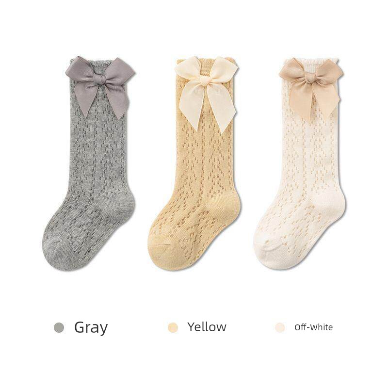 Baby Socks for Girls, Summer Mesh Breathable Bowknot Cute Anti-Mosquito Socks, Over-The-Knee Loose Fit That Doesn'T Squeeze the Legs — 7