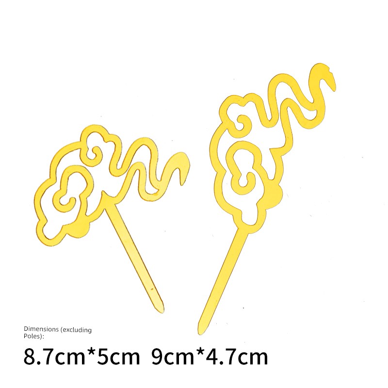 Acrylic Golden Crane Auspicious Cloud Birthday Star Cake Decoration