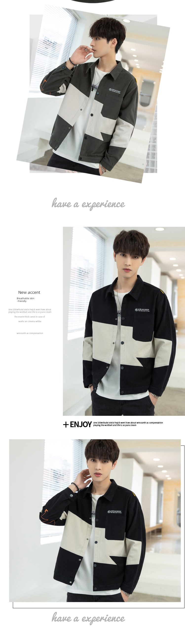 tide Spring and Autumn easy Lapel Splicing Coat loose coat