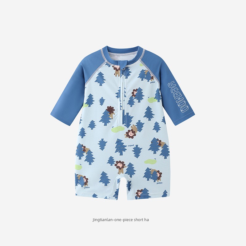 YEEHOO Short Sleeve Baby Girl Sun Protection One-Piece Swimsuit for Children — 5
