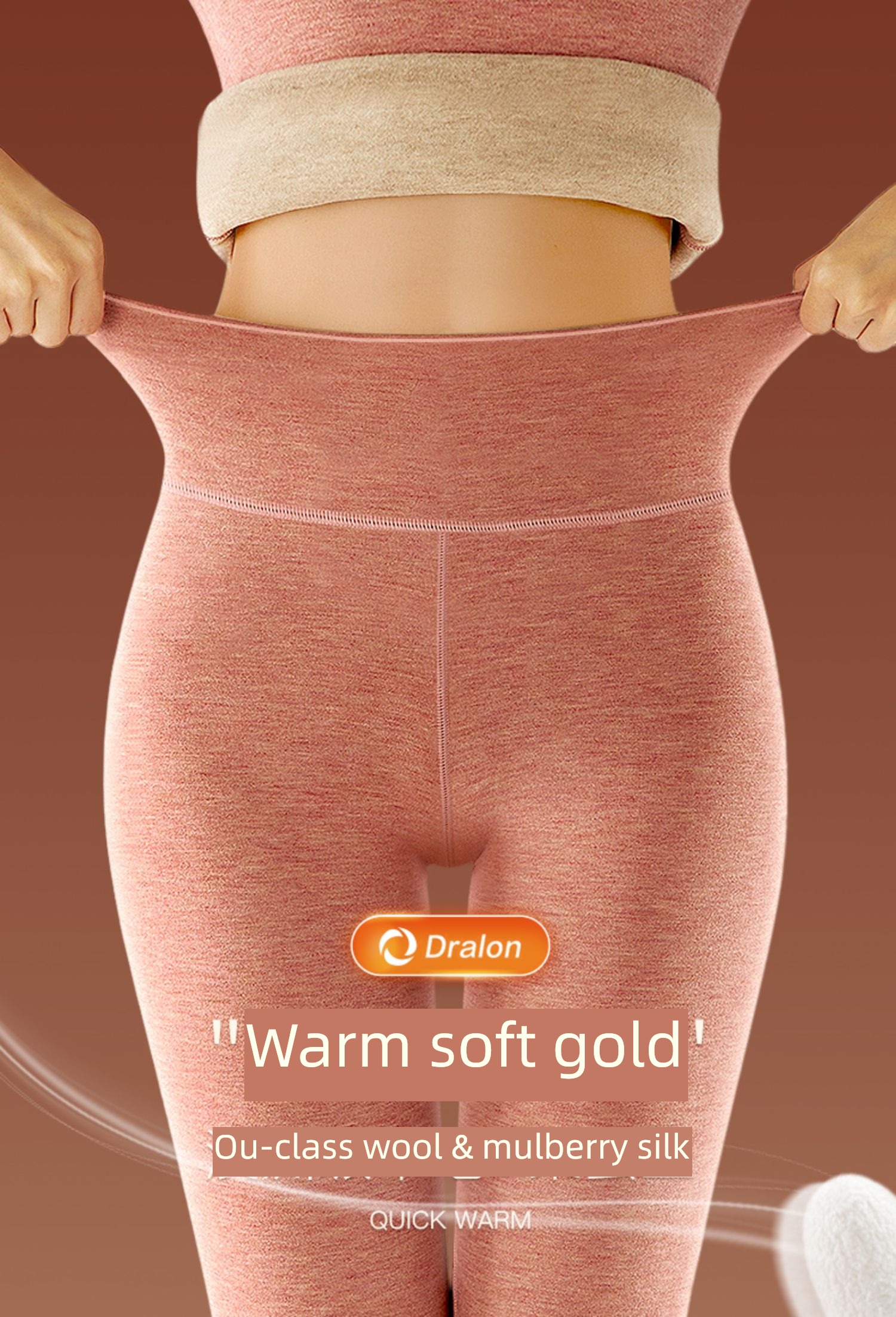 Meiya Ting High waist silk Derong Wool cashmere Warm pants ma'am Interpenetrating Plush thickening Lay a foundation Autumn trousers winter