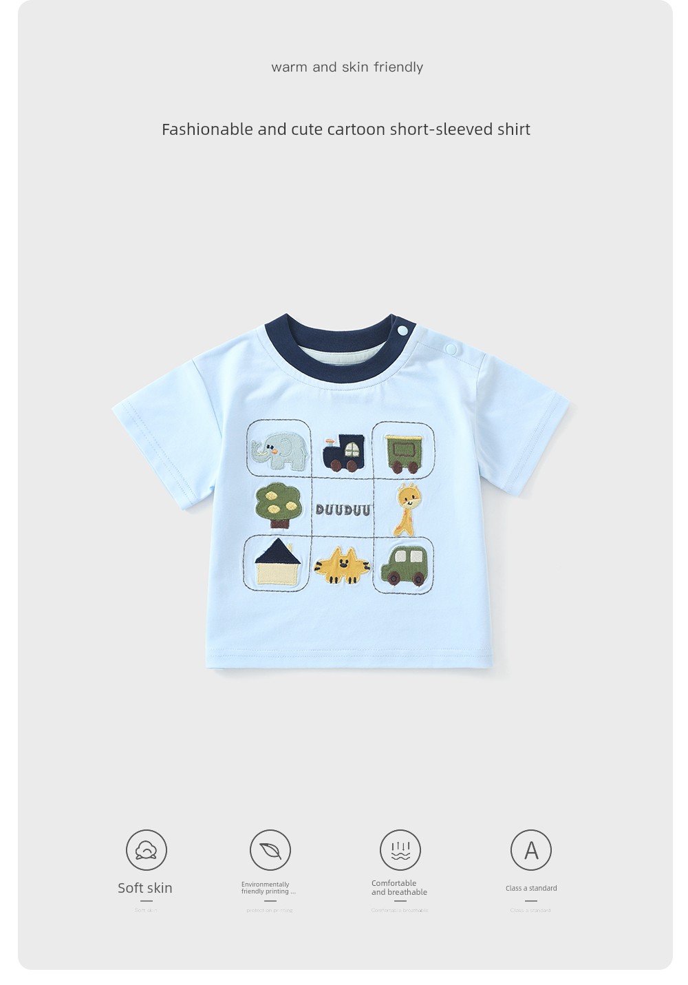 Duuduu Baby Short-Sleeved T-Shirt Summer Clothing Boys Cartoon Half-Sleeved Top Summer Baby Thin Casual Outing Wear — 2