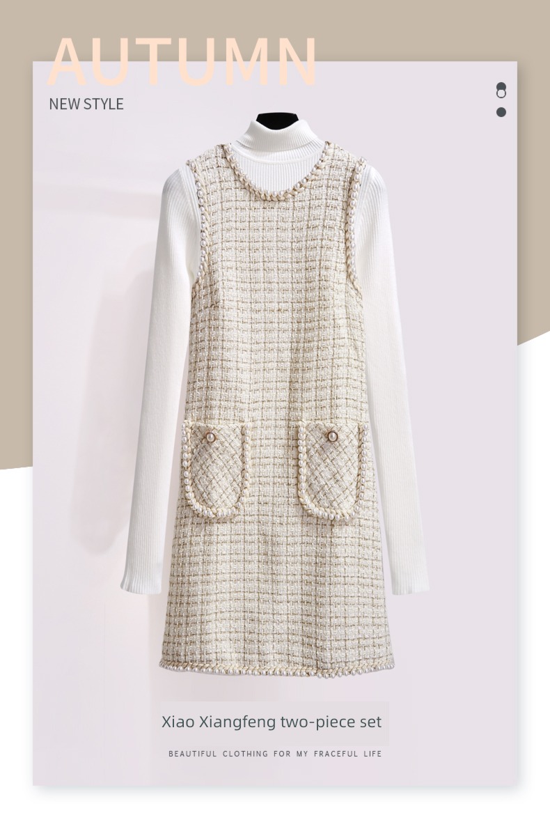 Little fragrance Autumn and winter Lay a foundation Inner lap Wool Dress