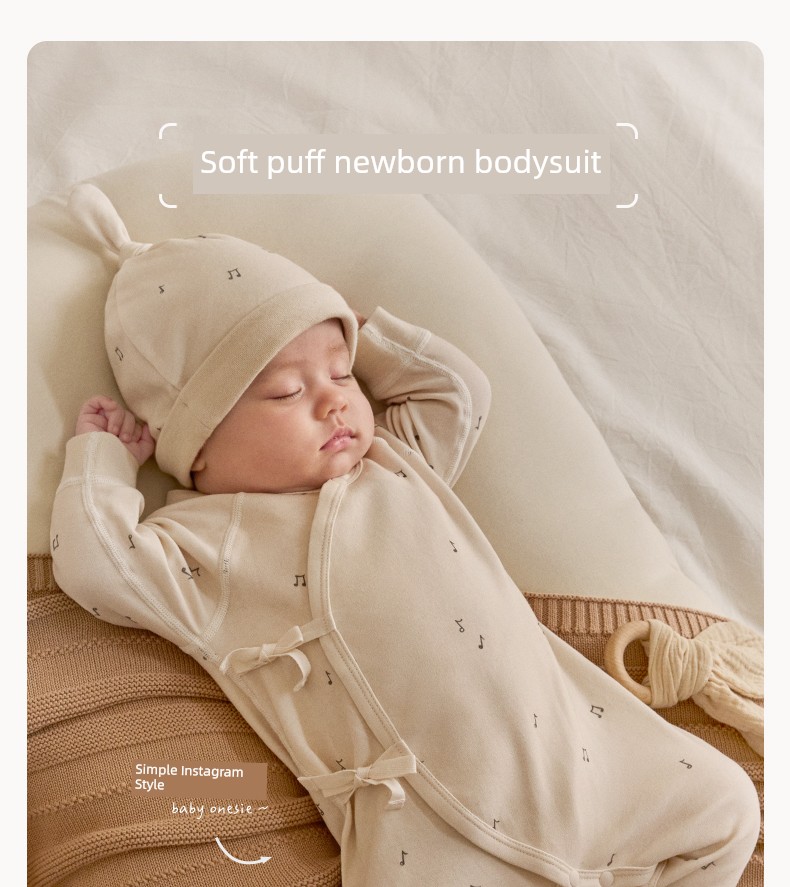 Koala Nose [Fun Little Elements·Simple and Clean Floral Design] Newborn Baby Romper Pure Cotton Bodysuit — 3