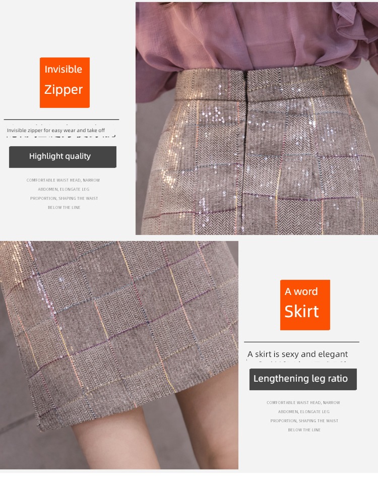 Early autumn High waist Buttocks A word commute Half body skirt