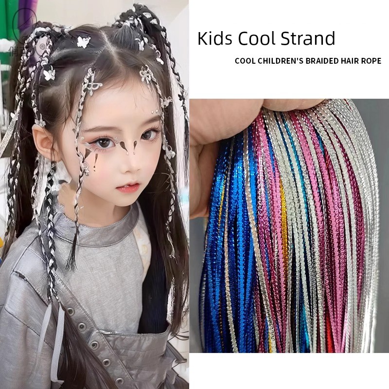 Kids Sweet Cool Silver Headband Hair Rope Elementary School Student Jazz Hip Hop Dreadlocks Headband Girl Ribbon Performance Headdress — 2