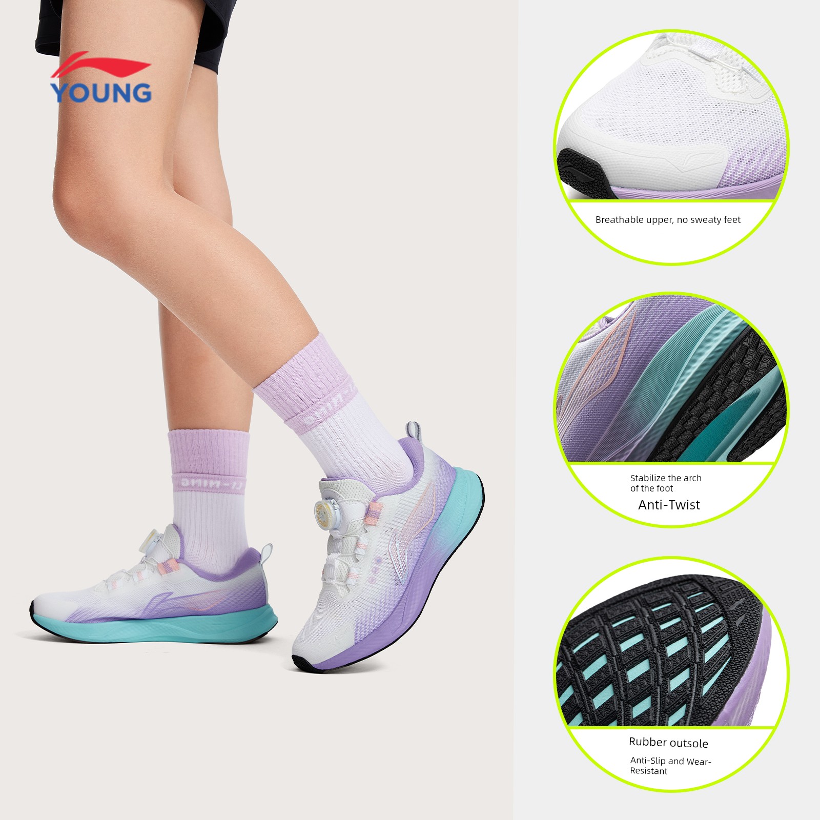 Flying Cloud Buckle | Li Ning Kidsren's Professional Running Shoes 2026 New Autumn Boys' Shoes and Girls' Youth Sports Shoes — 3