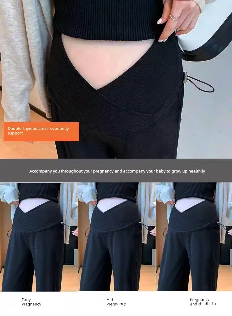 Maternity Pants for Autumn, Black Straight-Leg Pants for Outdoor Wear, 2026 New Style, Low-Waist, Non-Tight on the Belly, Summer Wide-Leg Pants, Autumn — 16