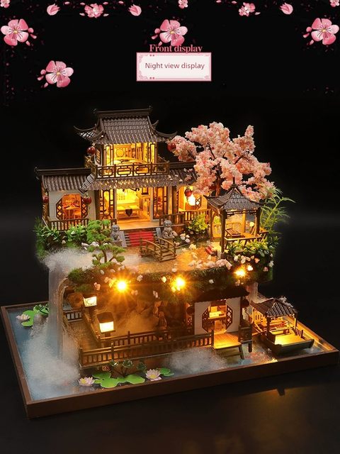 Chinese style DIY hut, world-famous fairyland ancient town building villa handmade model house birthday gift for women