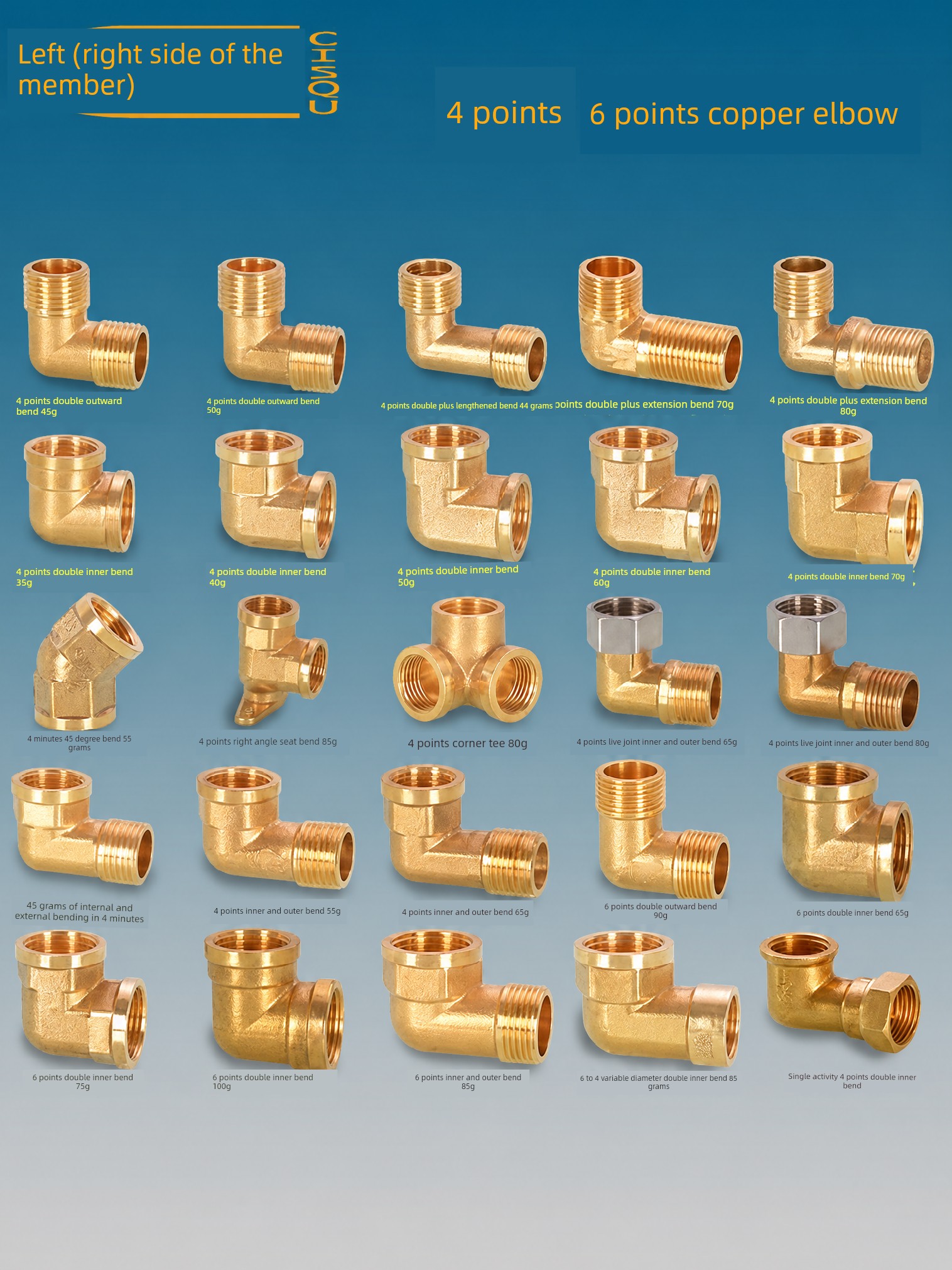 4/6 Inch Brass Elbow with External and Internal Threads, Extended Double Internal and External Threaded Union for Water Pipes and Gas Fittings