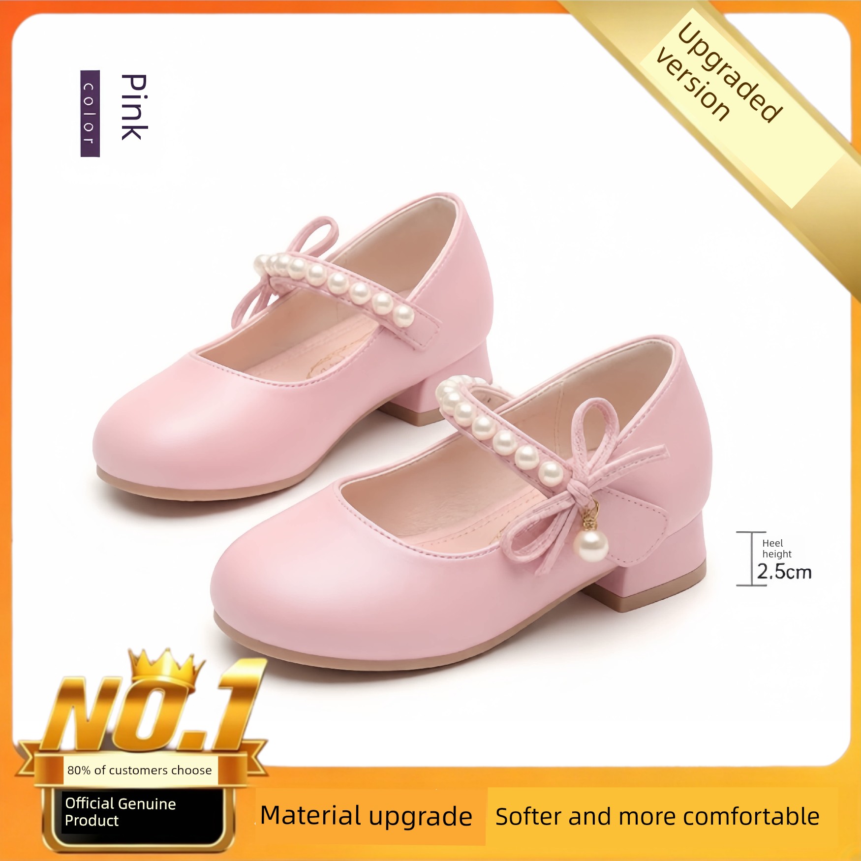 Princess Shoes for Girls with Small High Heels to Match Dresses 2026 New Soft-Soled Summer White Soft Shoes for Little Girls Summer Leather Shoes — 3