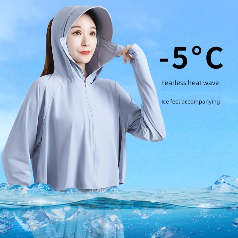 UV protection Sunscreen female 2022 The new summer ultraviolet-proof Thin money Sunscreen shirt Ice silk breathable Sunscreen clothing UPF 50 +