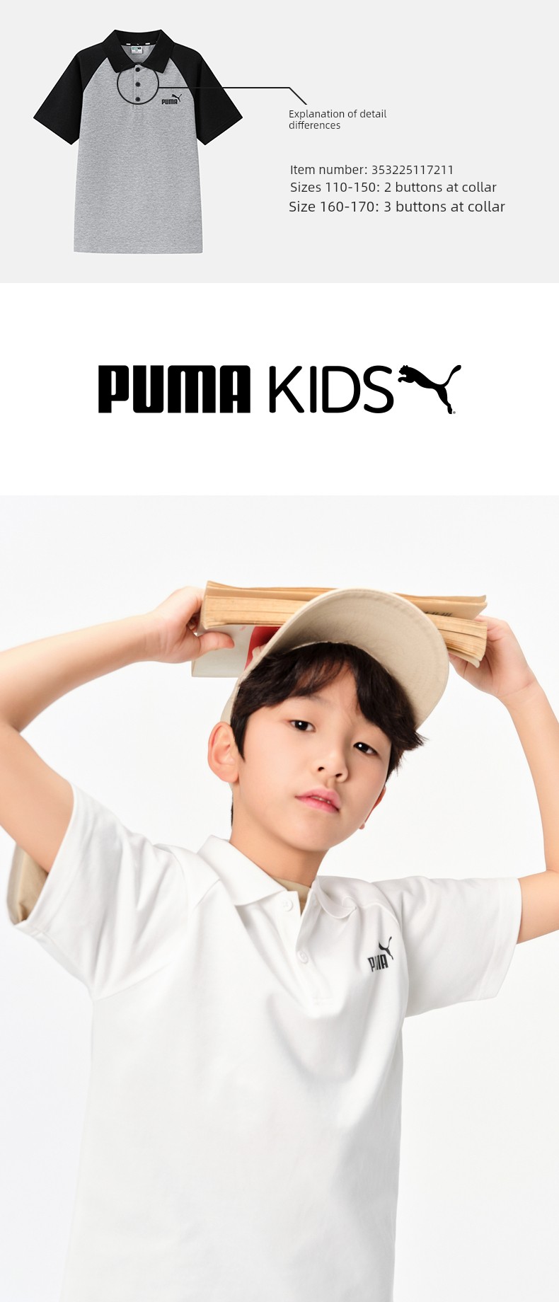 Puma Official Children's Clothing New Summer Short-Sleeved T-Shirt Polo Shirt Fashionable Lapel Sports Top — 4