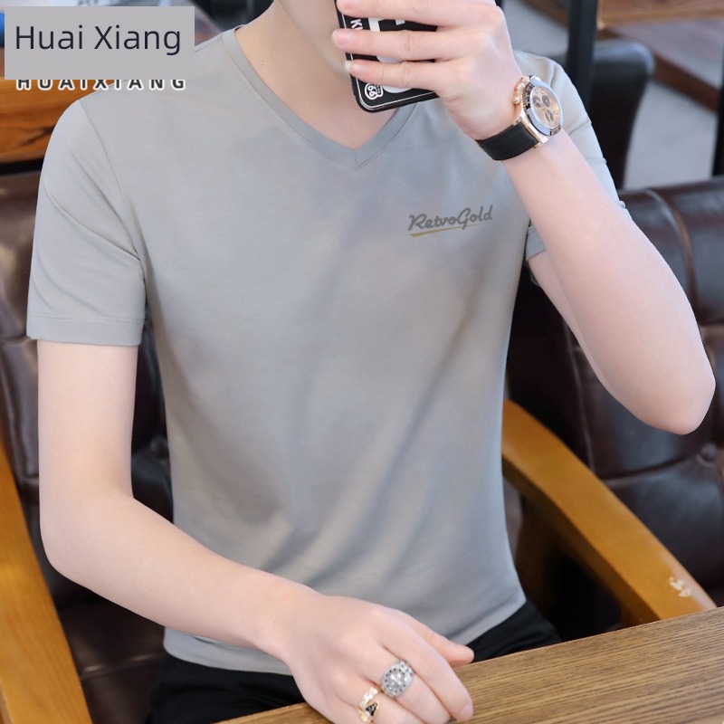 high-end man V-neck Body Put on your clothes Short sleeve T-shirt