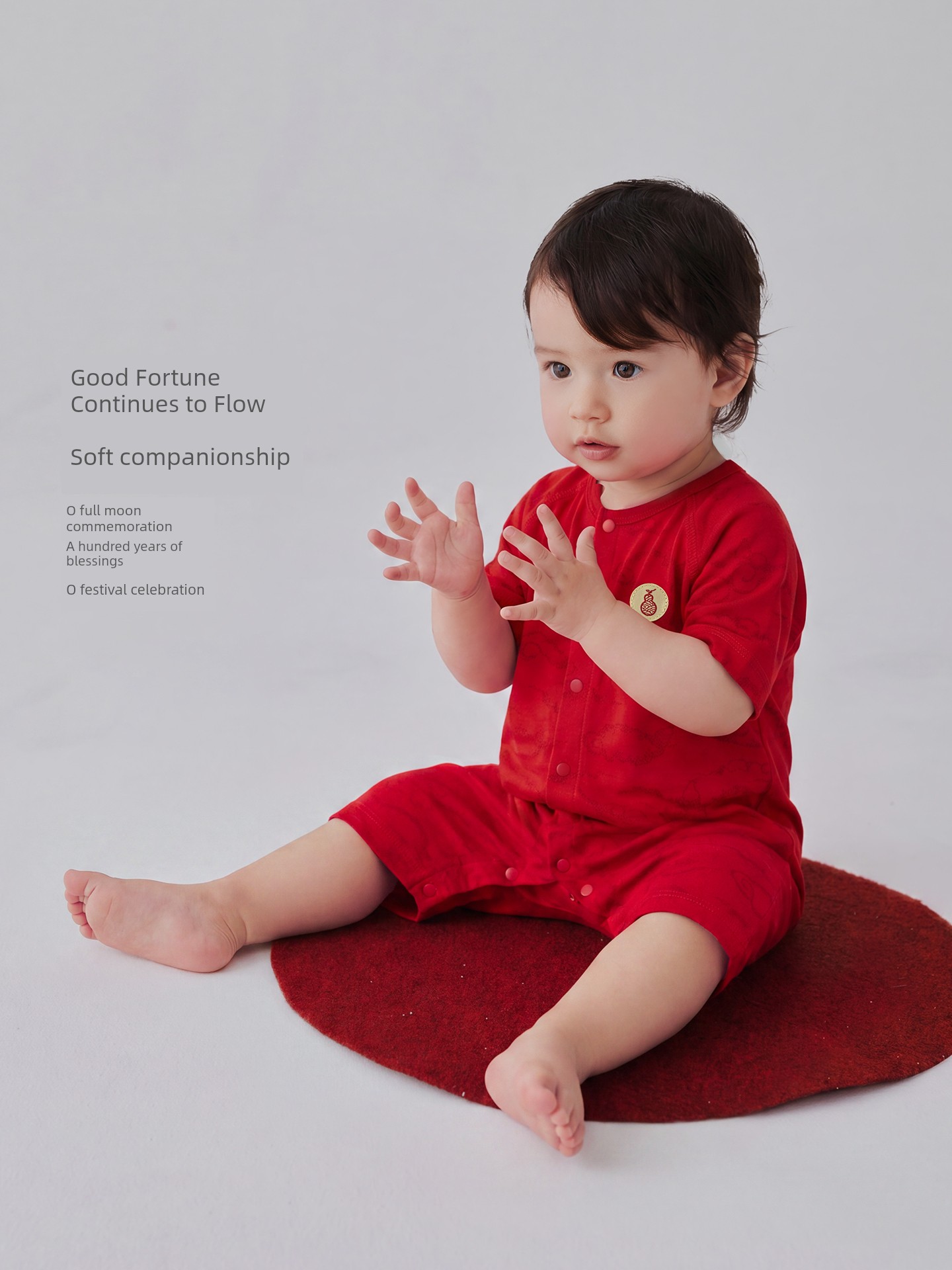 Tony Bear Baby Romper Red Short-Sleeve Summer Pure Cotton Thin Style Festive Full-Month Outfit for Baby's 100-Day Celebration — 5