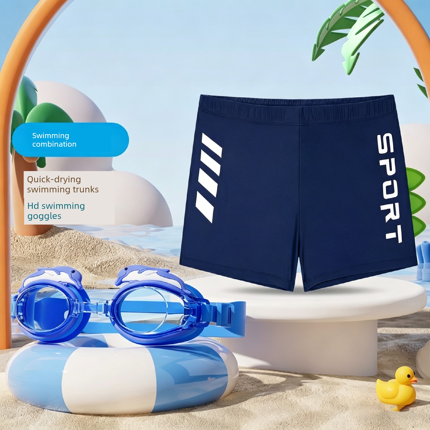 Children's Swimming Trunks 2026 New Model Boys' High-Elastic Quick-Dry Professional Training Swimwear for Older Children and Students, Boxer Shorts — 2