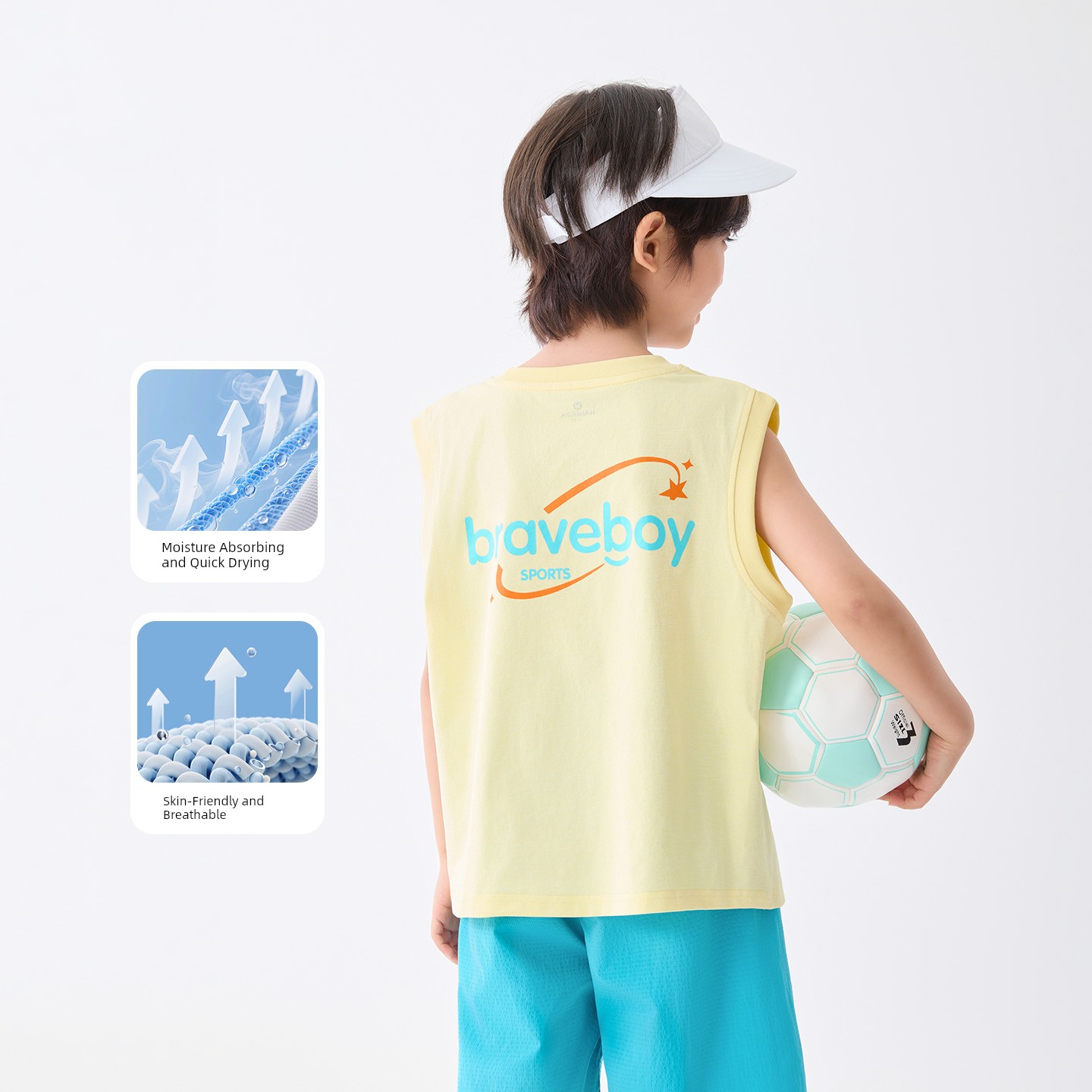 Haima's Boys' Pure Cotton Summer Thin Vest 2026 New Style Children's Sleeveless T-Shirt Boys' Outerwear Set Trendy — 6