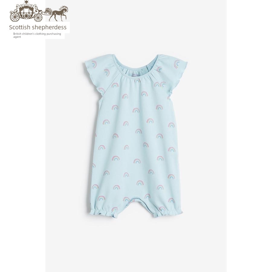In-Stock Next Children's Clothing for Girls, Pink Floral Bird Print Sleeveless Short-Sleeve Romper Jumpsuit — 39