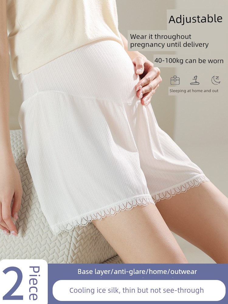 Maternity Safety Shorts with Skirt, Summer Thin Style, Loose Fit for Pregnancy, Ice Silk Shorts, Plus Size 100kg Leggings