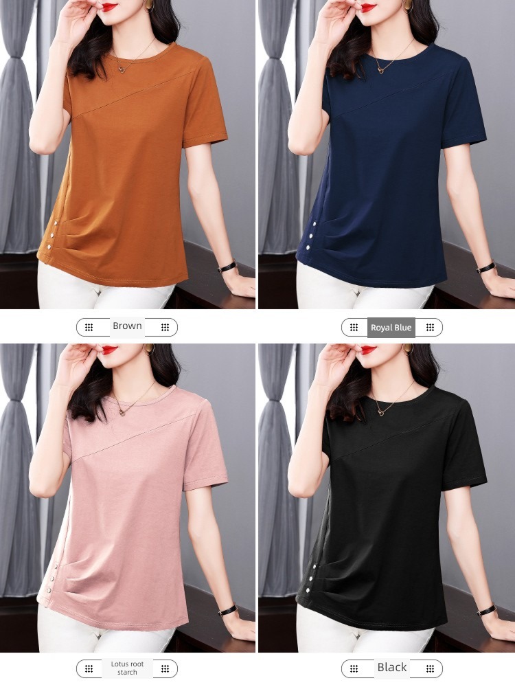 Short sleeve summer wear middle age mom Foreign style jacket T-shirt